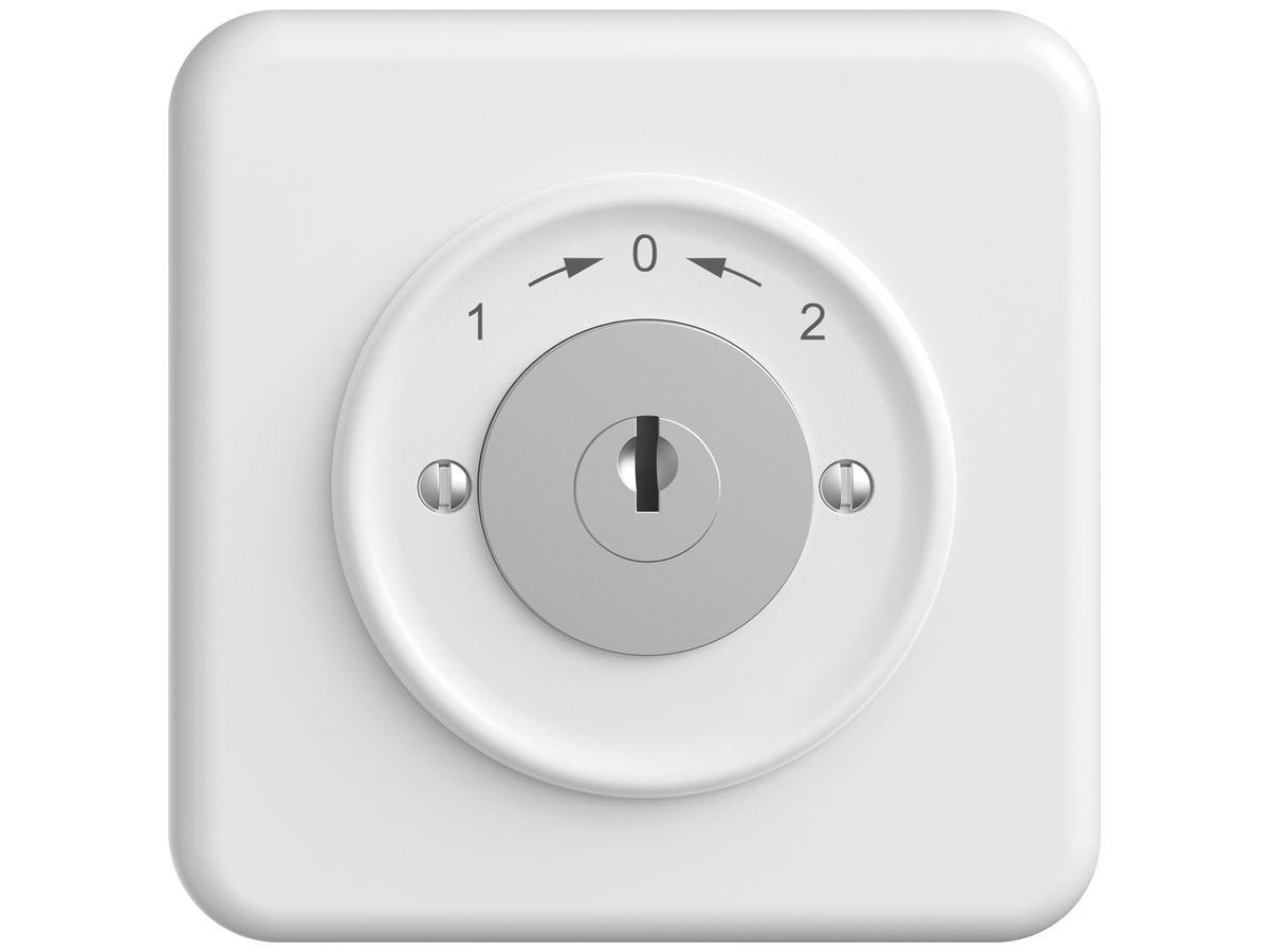 UP-Schwenktaster STANDARDdue SNAPFIX® 1->0<-2/1P mit Schloss & 2 Schlüsseln ws