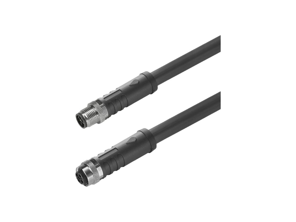 Kabel Weidmüller M12/M12 4L Stift/Buchse gerade PUR schwarz, S