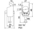 Schnellverleger BET 2056 N-Fuss Kunststoff 16…22mm 1×Kabel A2 1.4301