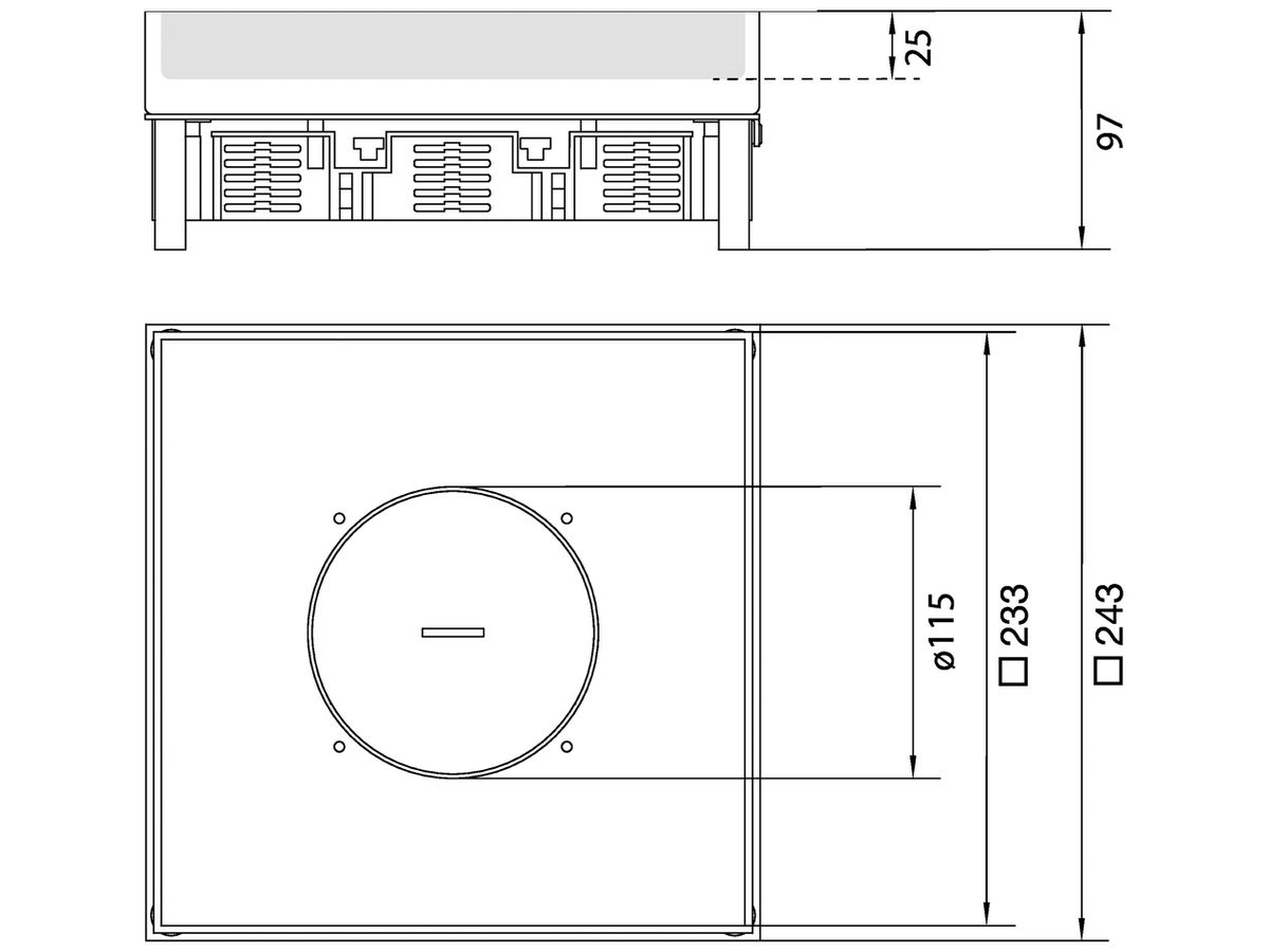Schwerlastkassette Hager Q12 TM 10 42×244×244mm rostfreier Stahl