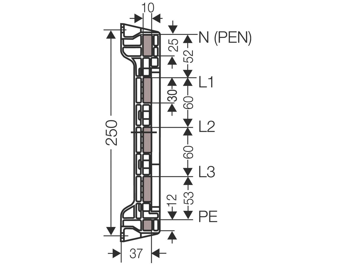 Sammelschienenträger Hensel für Sammelschienen 30×10mm, 630A
