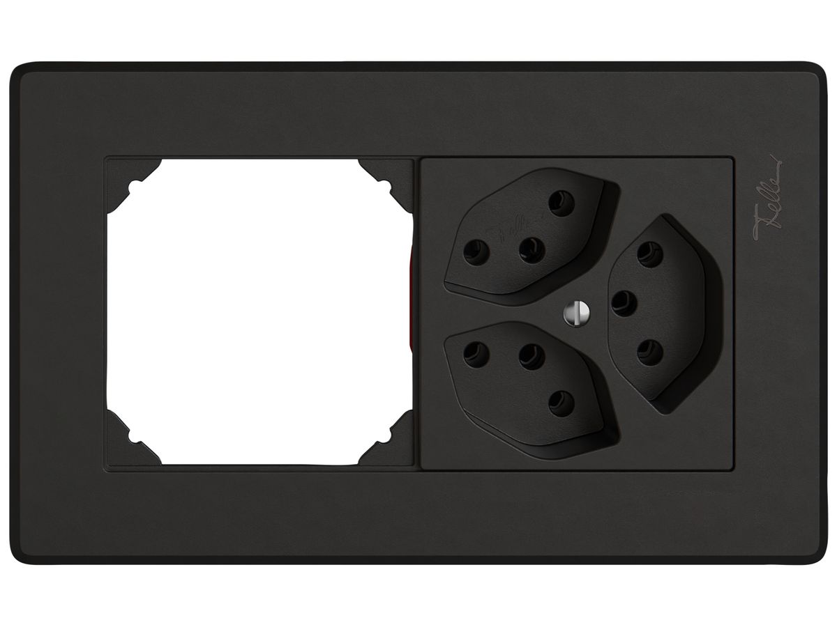 UP-Kombination EDIZIO.liv SNAPFIX® 1×2 96×156mm leer+3×T13 schwarz