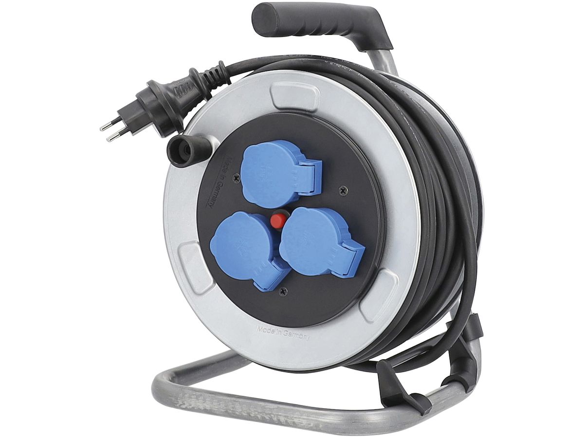 Kabelrolle ELBRO 25m 3×T13 mit Thermoschutz IP55 Stahl