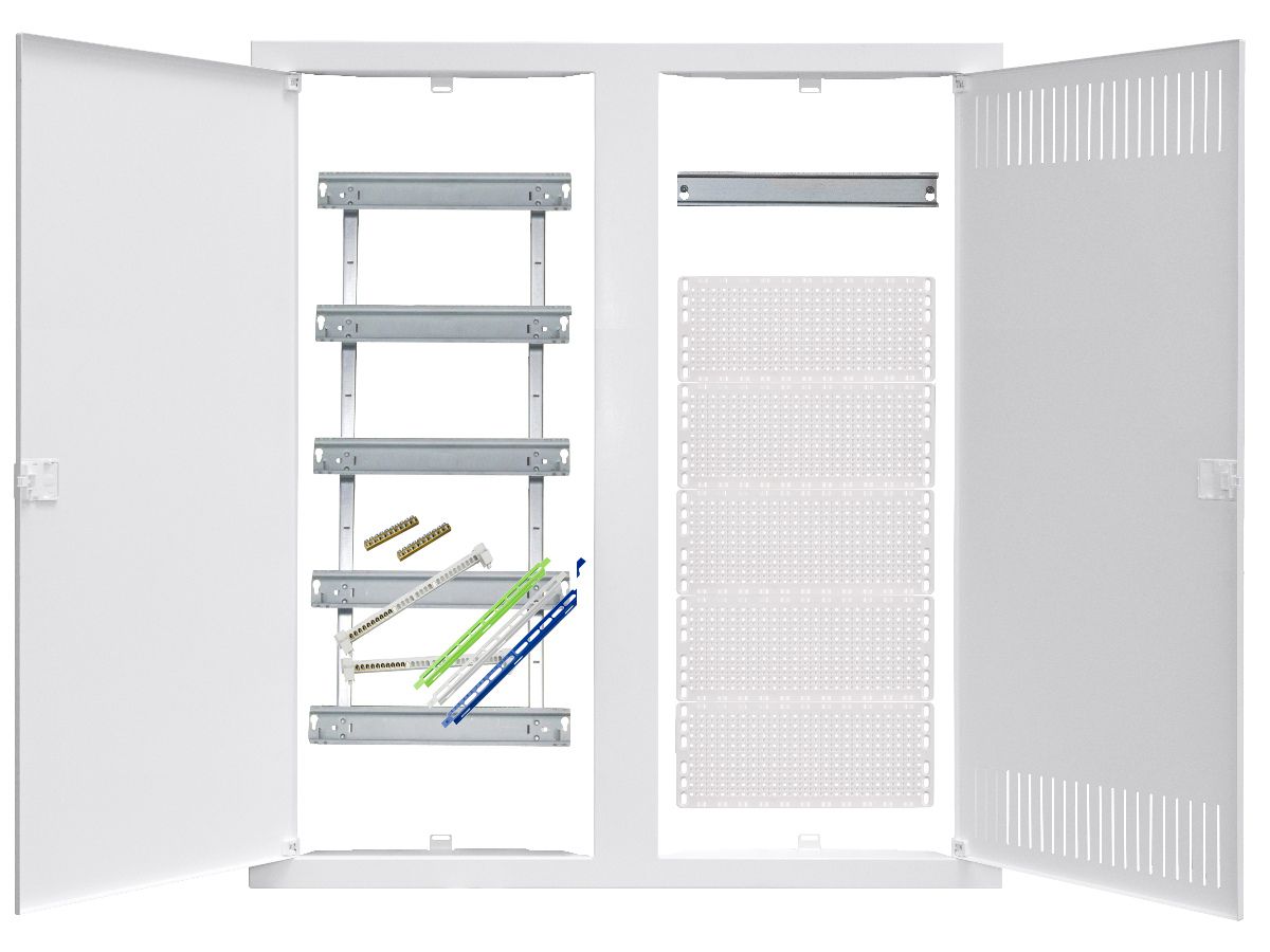 Ausbaupaket Kombiverteiler Media Schrack - 2x5-Reihe, 5xDIN+5xMedia, weiss