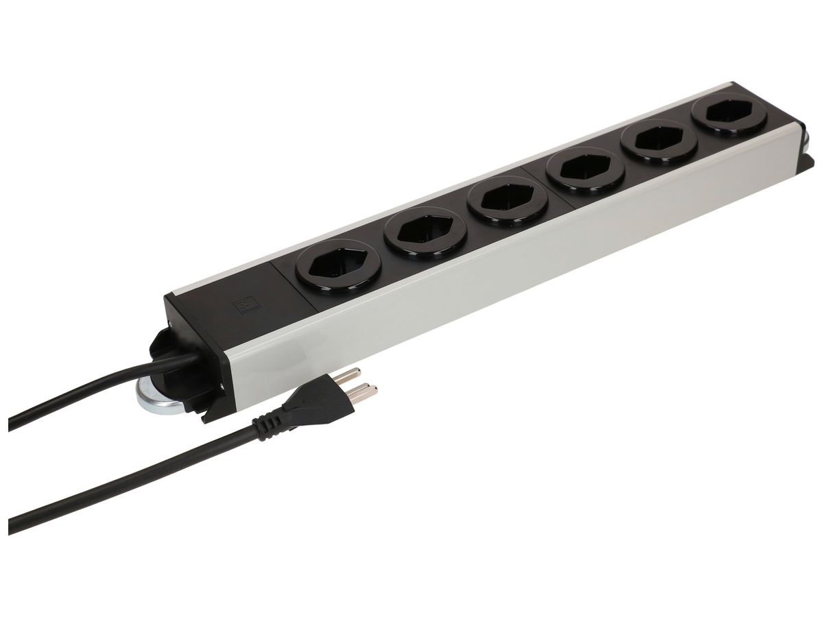 Steckdosenleiste MH POWER LINE 16A 6×T23 1.5m grau-schwarz 2×Magnet