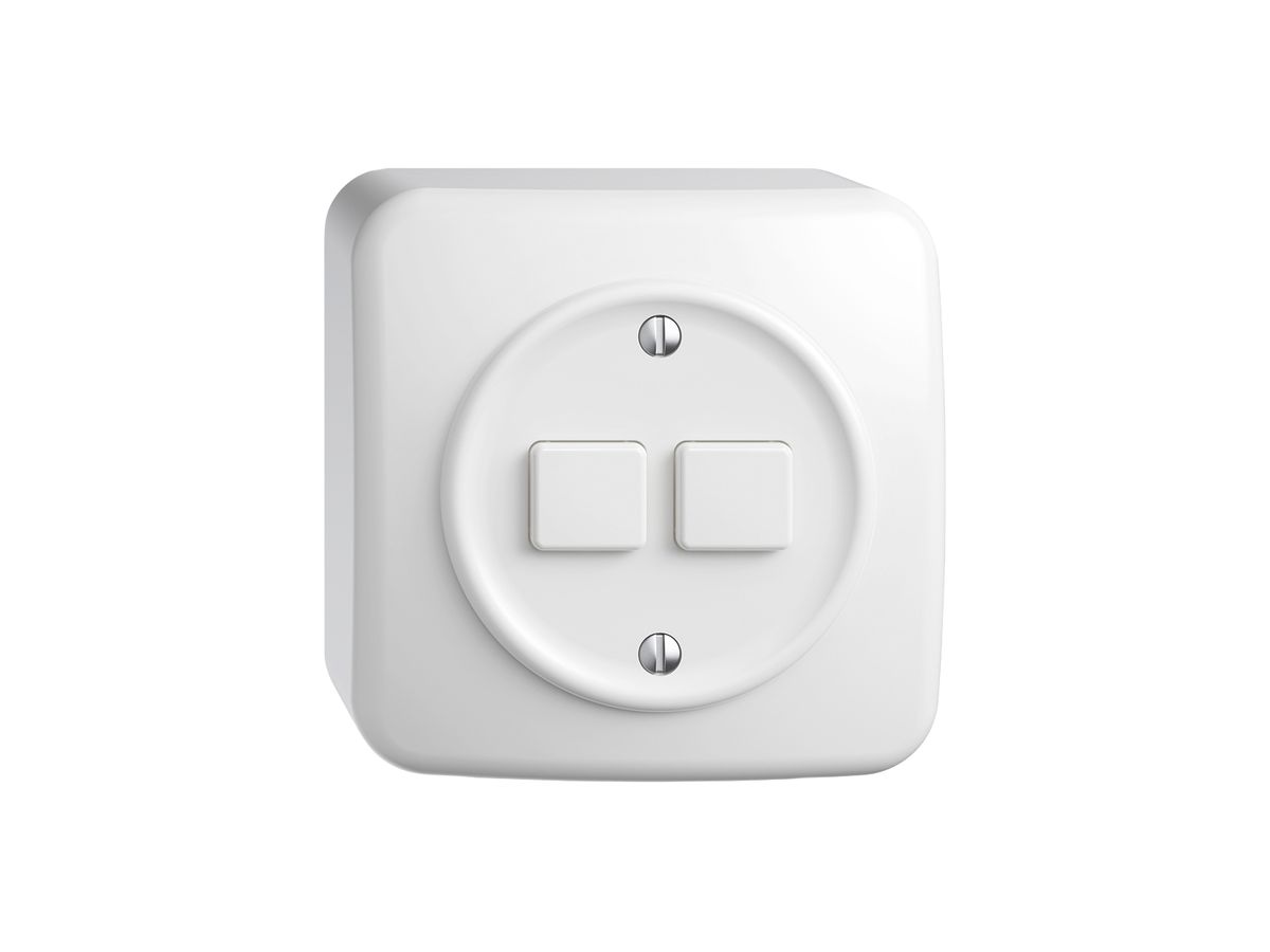 AP-Druckschalter STANDARDdue Wiser m.Nebenstelle 2T 2B weiss