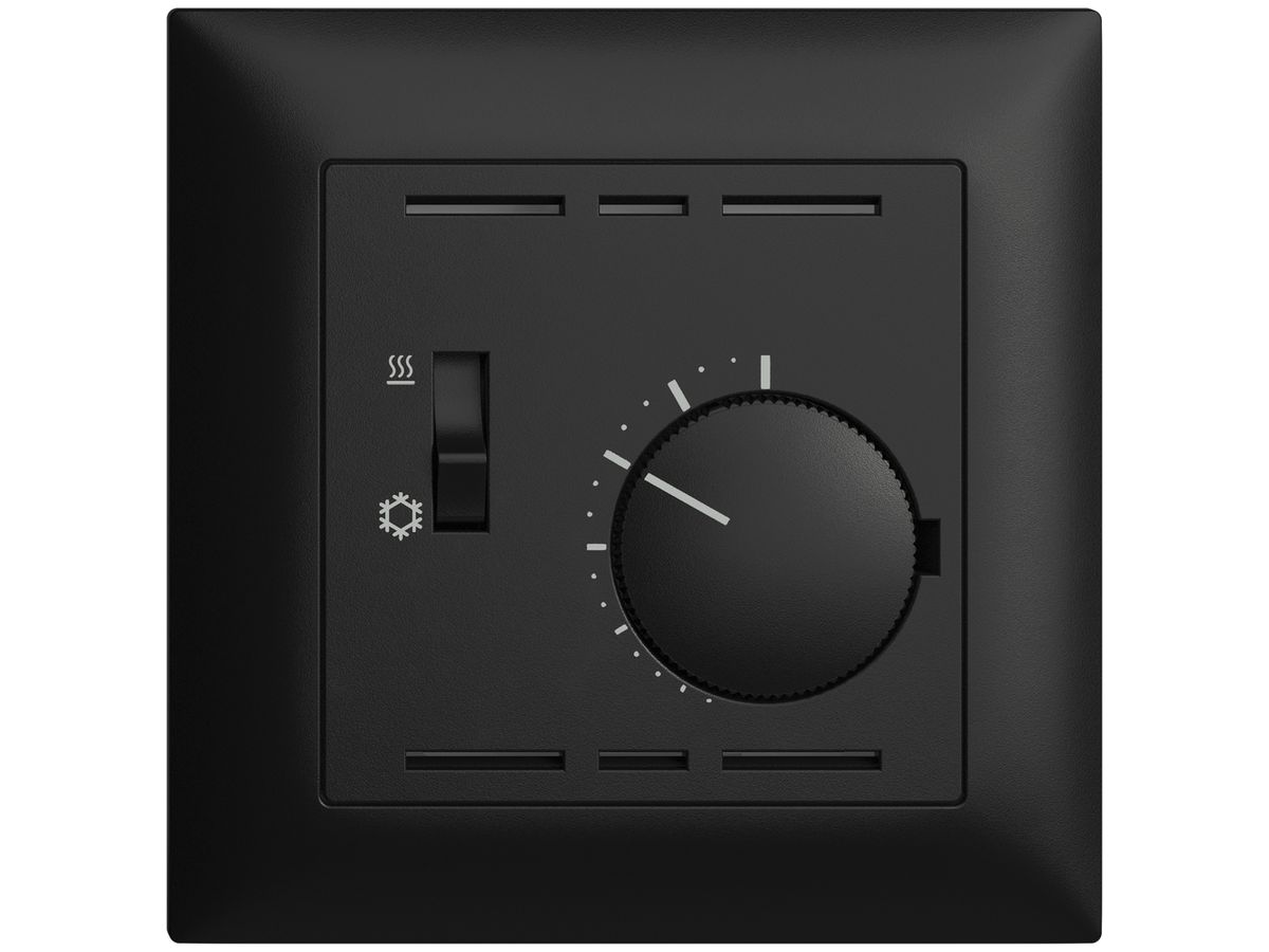 UP-Abdeckset für Thermostat EDIZIOdue, Schalter Heizen/Kühlen, 88×88mm, schwarz