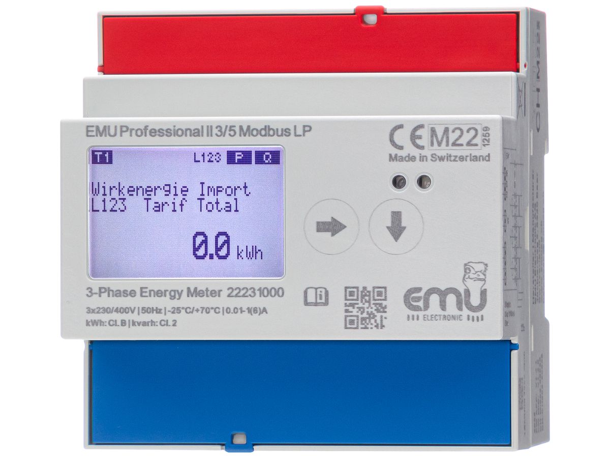 REG-Energiezähler EMU Professional II 3×5A indirekt MID/LP S0 Modbus RTU