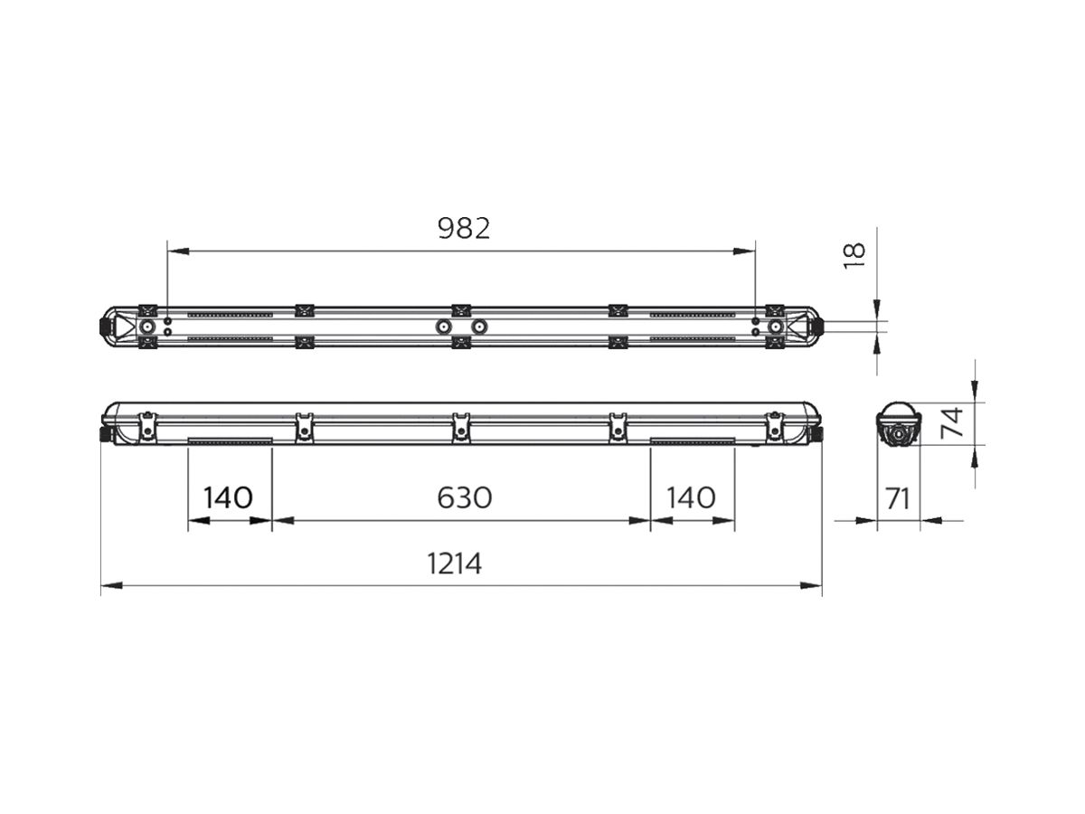 LED-Feuchtraumleuchte Philips Ledinaire WT065C 42W 4800lm 840 IP65 1.2m grau