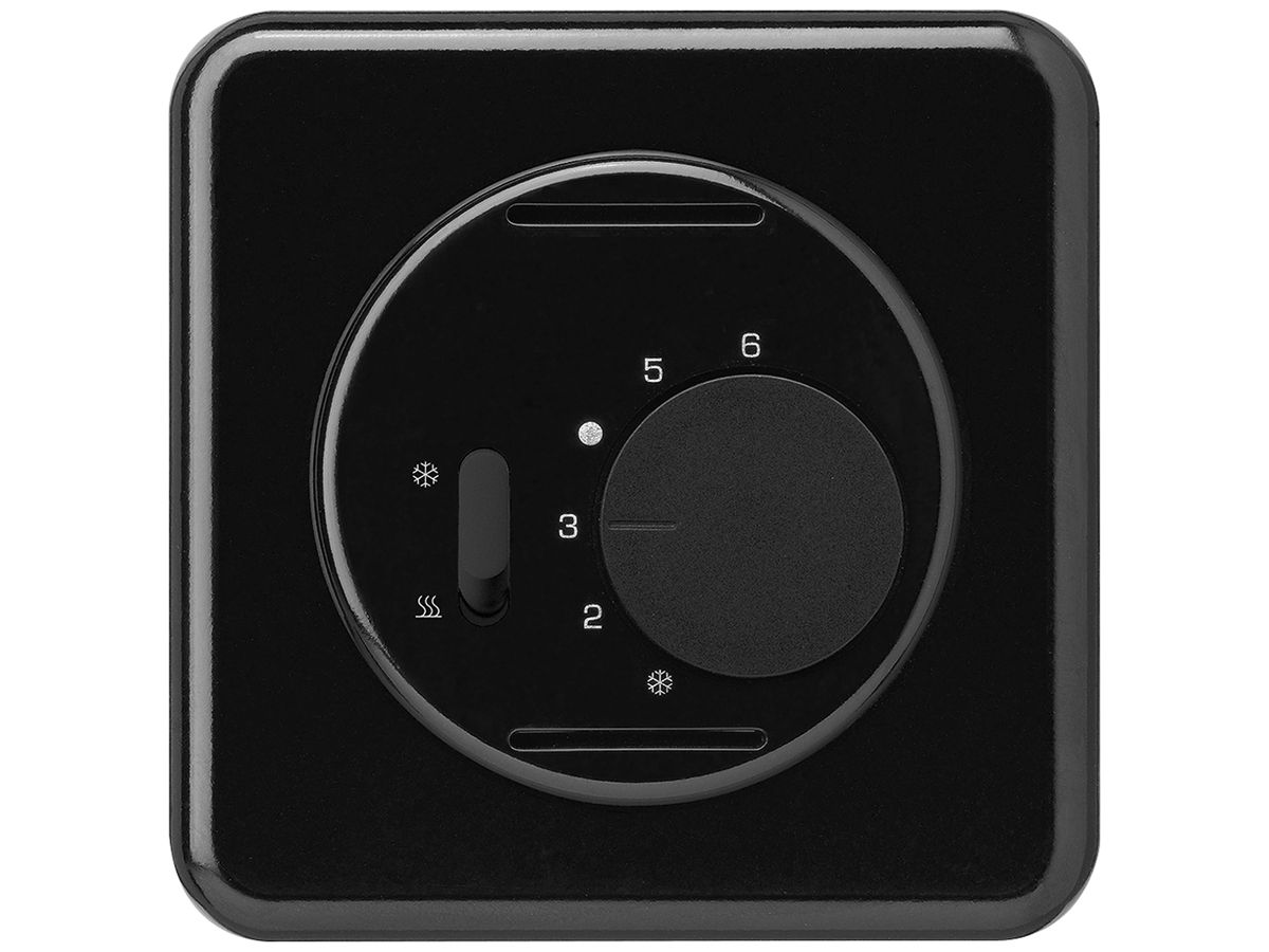 UP-Thermostat Hager basico, mit Schalter Heizen/Kühlen, schwarz