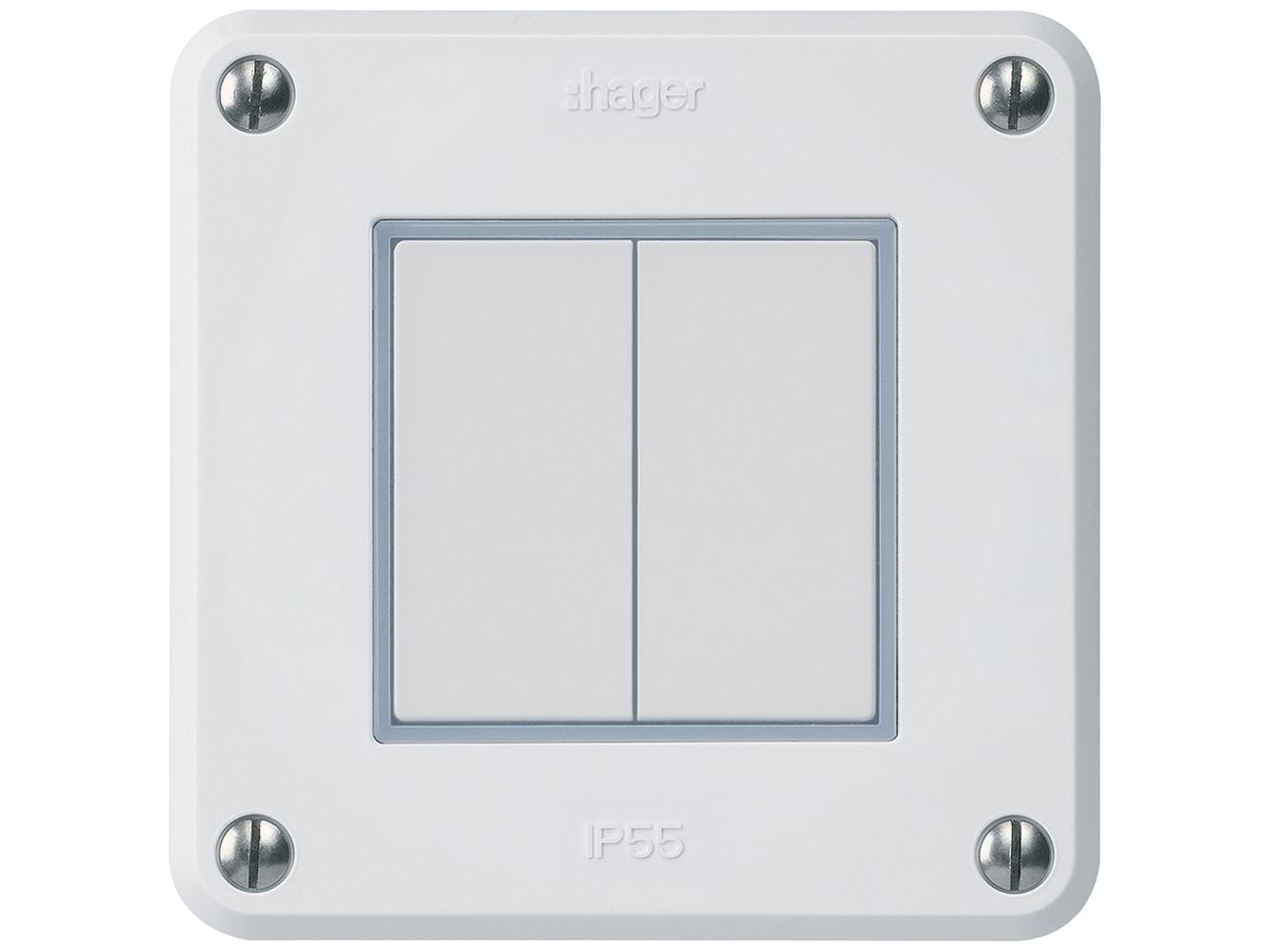 UP-KNX-Taster Hager BA robusto C 2-fach 86×86mm weiss