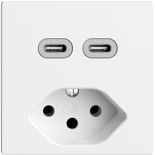 Steckdose USB 2×Typ C + Typ 13 Feller EDIZIOdue F 230V 3000mA weiss