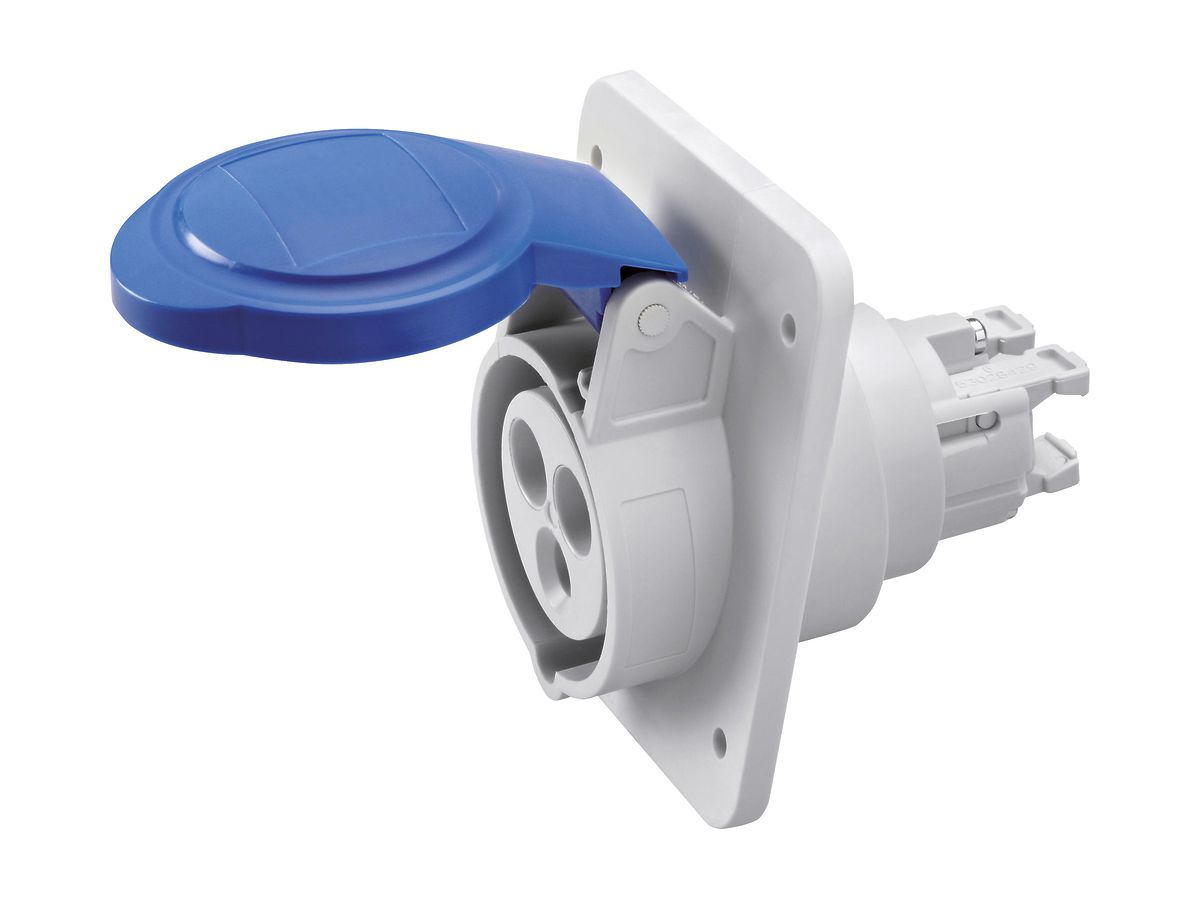 EB-Steckdose CEE GEWISS 16A IP44 3P 6h 250V Steckklemmen 85×75mm blau