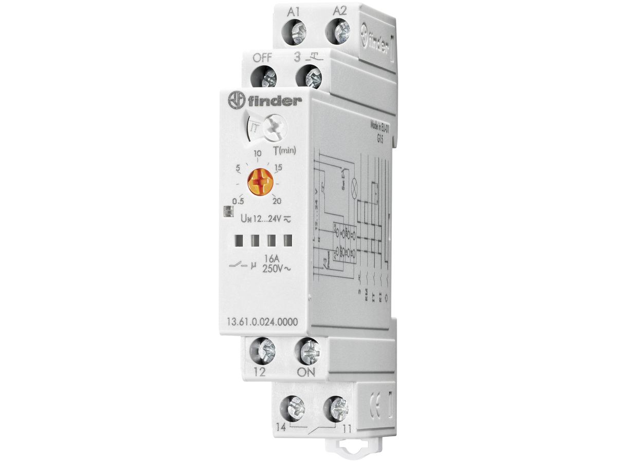 REG Schrittschalter Finder elektronisch, Zentral EIN-AUS, 1 NO, 16A, 12…24VAC/DC