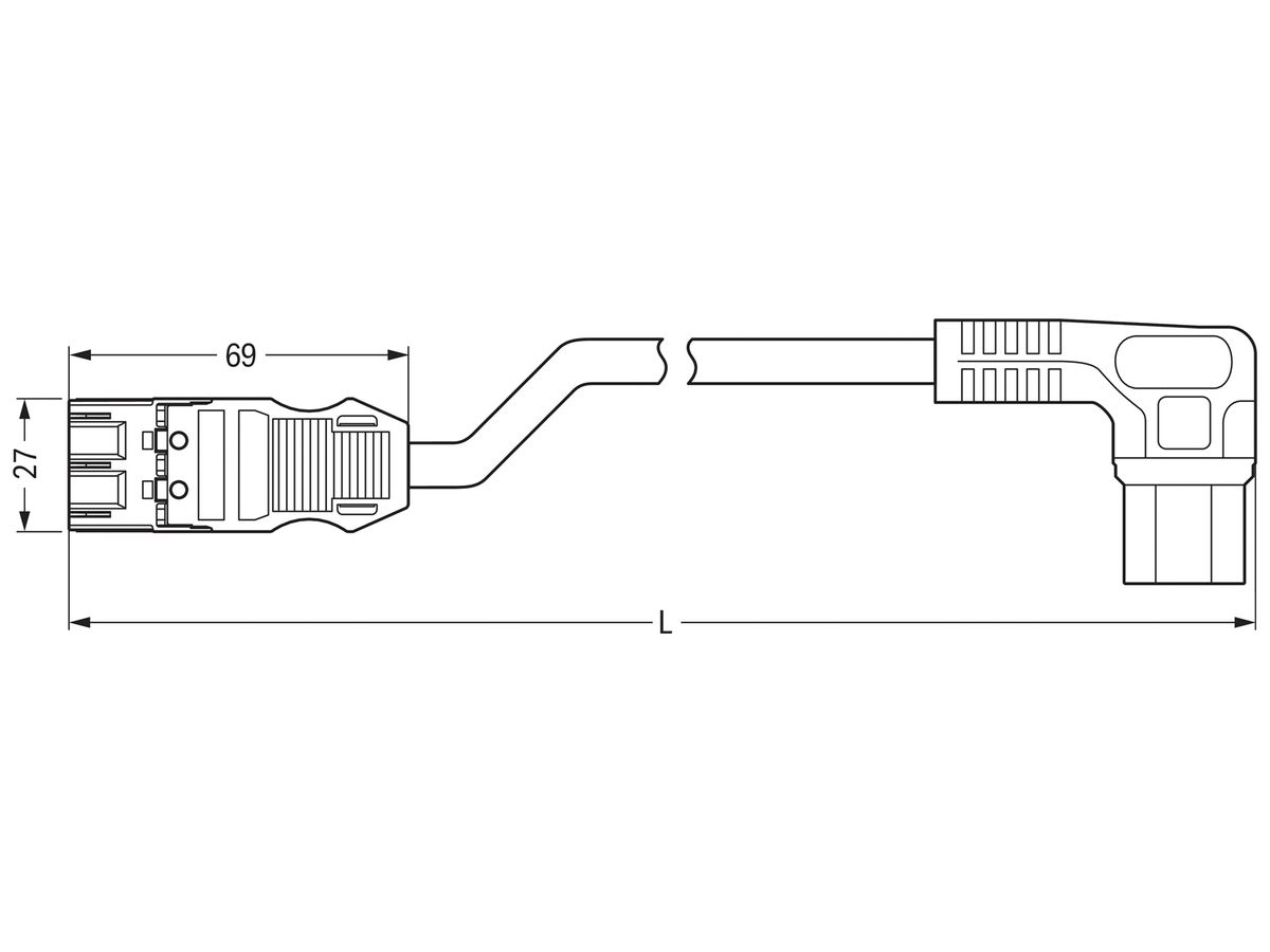 Anschlussleitung WAGO 3G1.5 1m schwarz