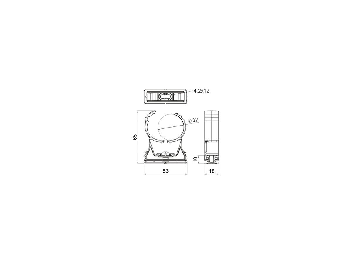 Rohrschelle BET proQuick PQ-32 LGR Ø31.5…35.5mm 1 Schraubloch PA -15…60°C lgu