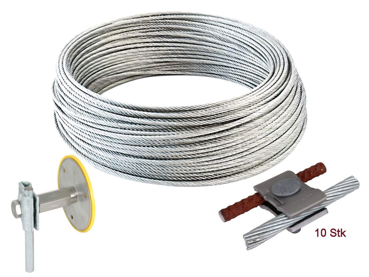 Fundamenterdungsset - Erdungsfestpunkt+Stahlseil+Paralellver.