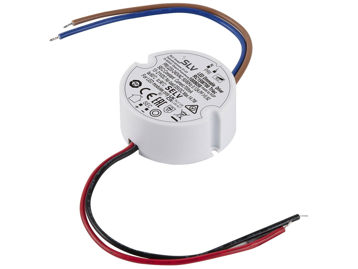 LED-Betriebsgerät SLV 14.7W 13…21V 700mA DIM IP44 Ø50×21mm