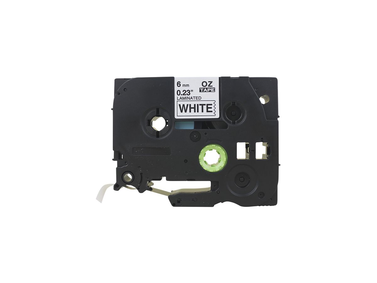 Schriftbandkassette kompatibel zu OZE-211, 6mm×8m, weiss/schwarz