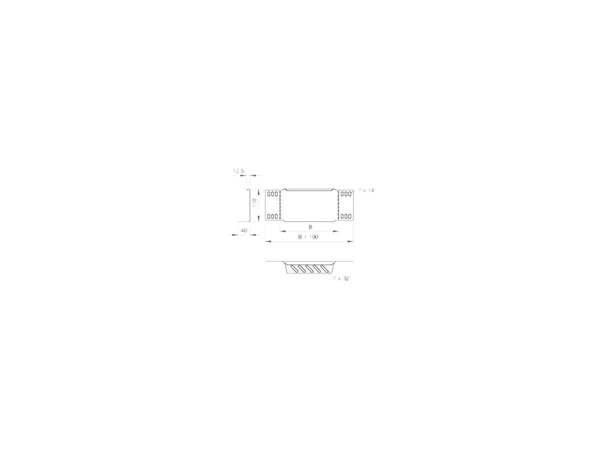 Reduzierwinkel/Endblech Bettermann 110×200mm zu MKS-Kanal