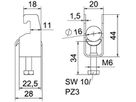 Schnellverleger BET 2056 U-Fuss Metall 12…16mm 1×Kabel A4 1.4571