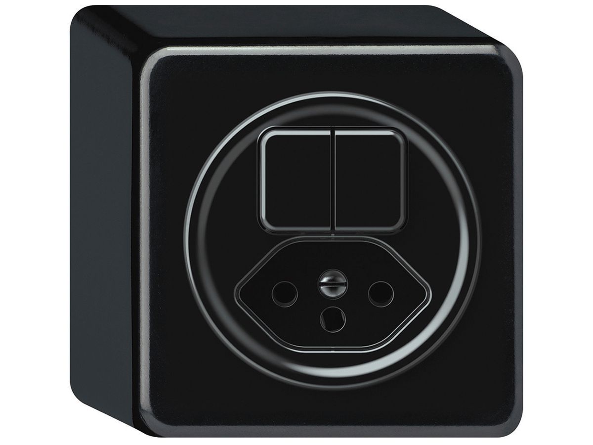 AP-Kombination origin 2×Tasten 2CO+T13 1P 0<1 10A 230V 88×88×54mm schwarz