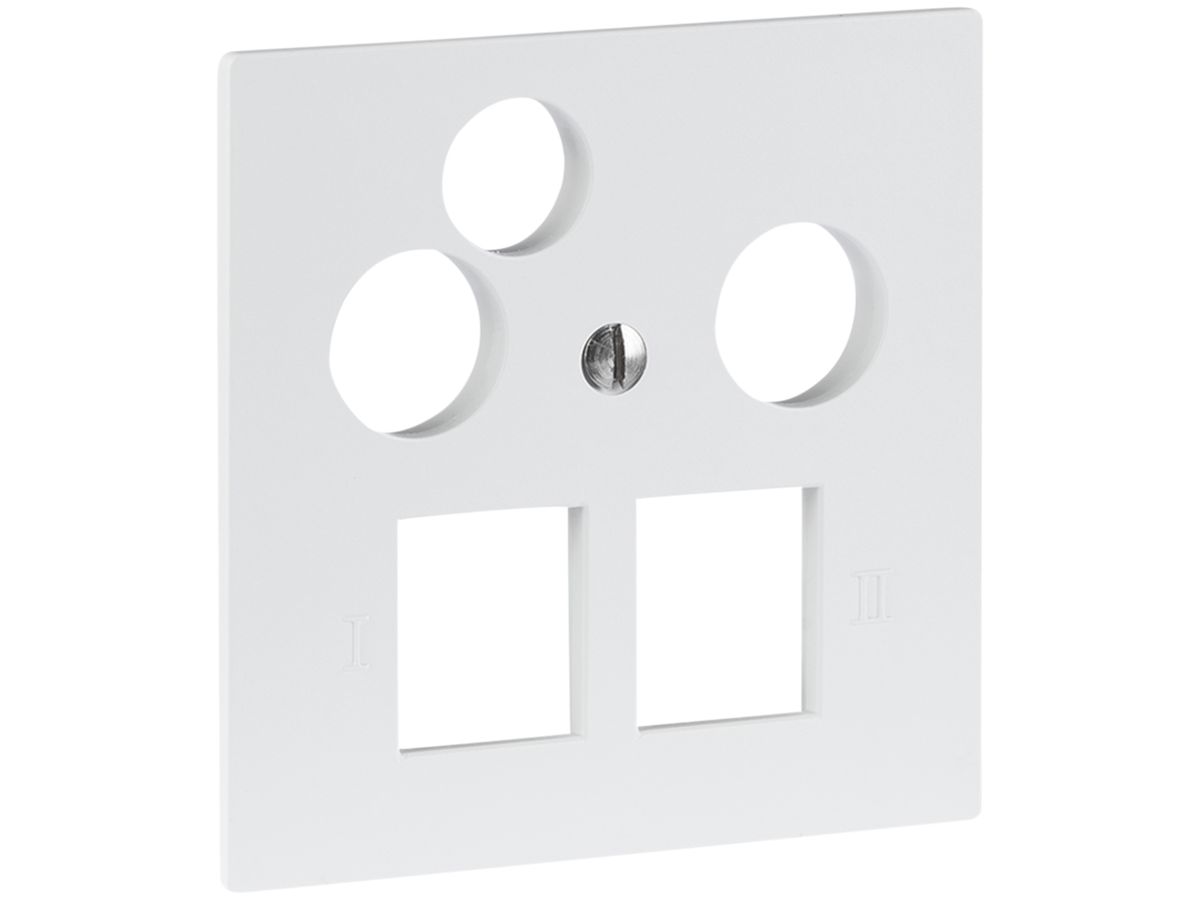 Frontplatte R&M MiniDat 2×RJ45 3×Koax 60×60mm weiss