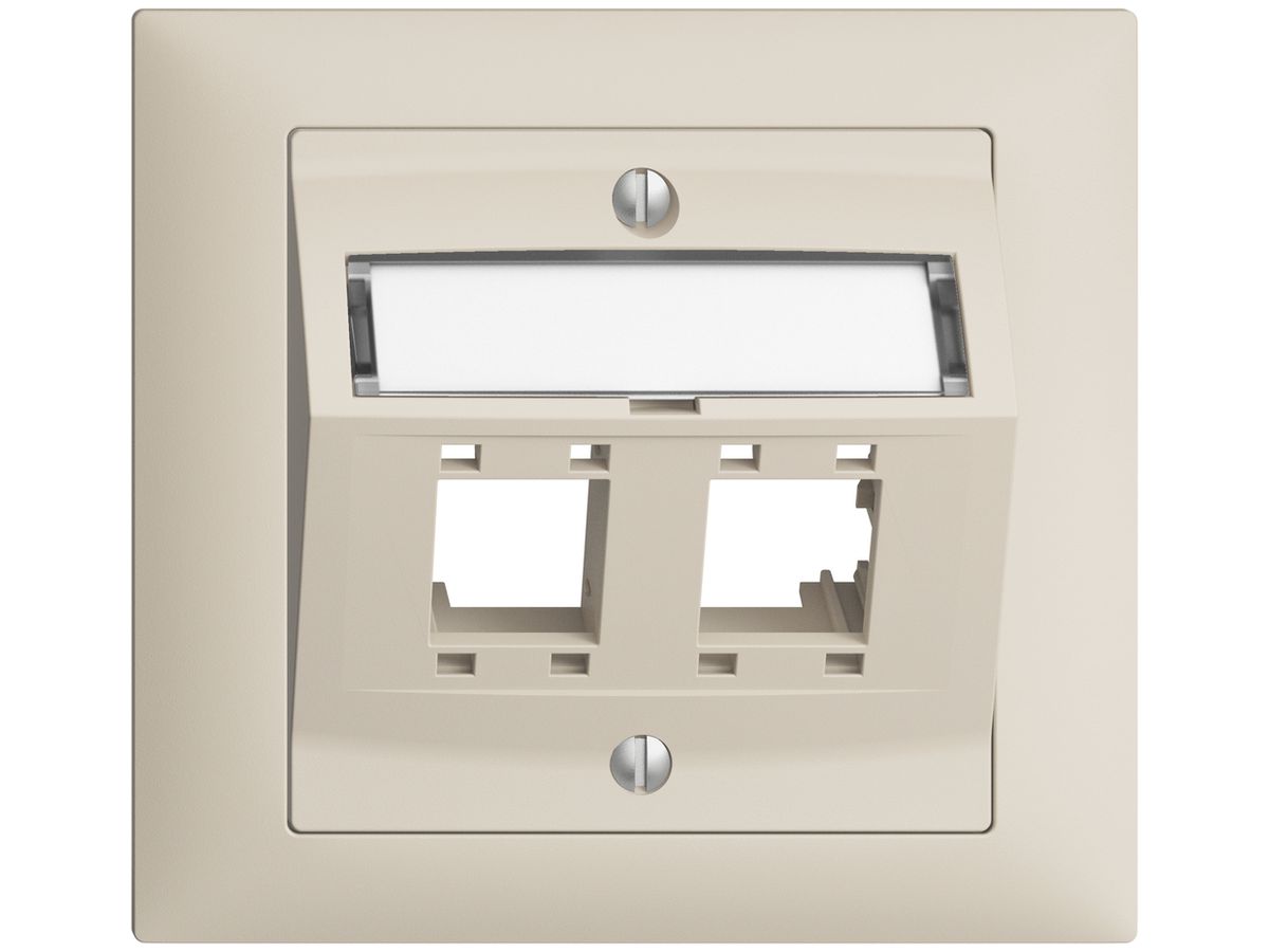 EB-Montageset EDIZIOdue FKE, mit Schrägauslasshaube, für 2×RJ45, crema