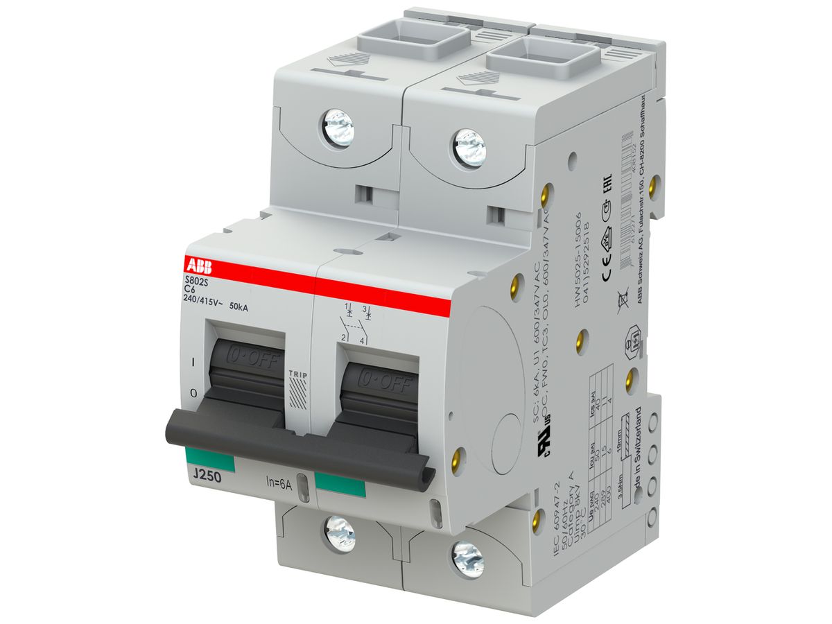 Leitungsschutzschalter ABB S802S-C6 2P 400V C-6A 50kA 3TE