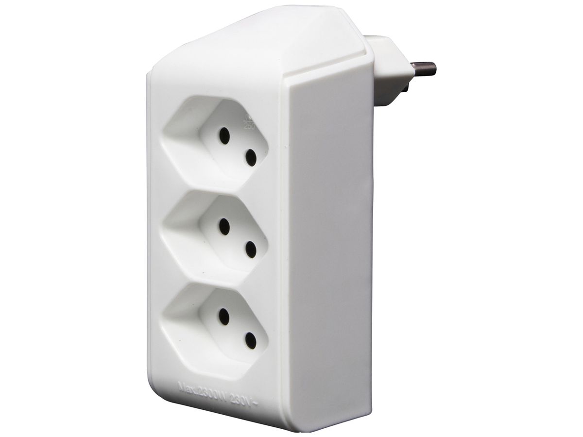 Abzweigstecker cleverLINE 3×T13 300° ohne Aufhänger weiss