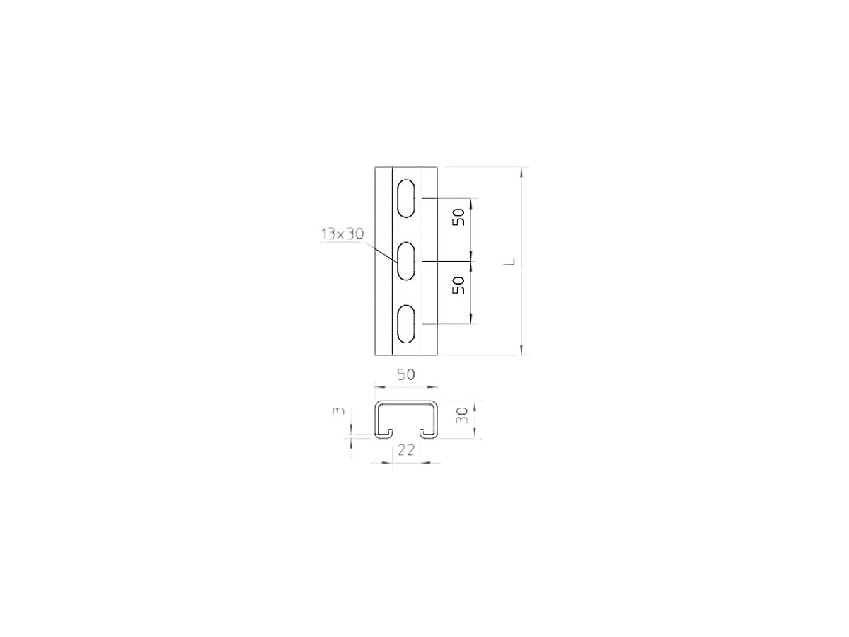 Profilschiene Bettermann 3000×50×30mm tauchfeuerverzinkt