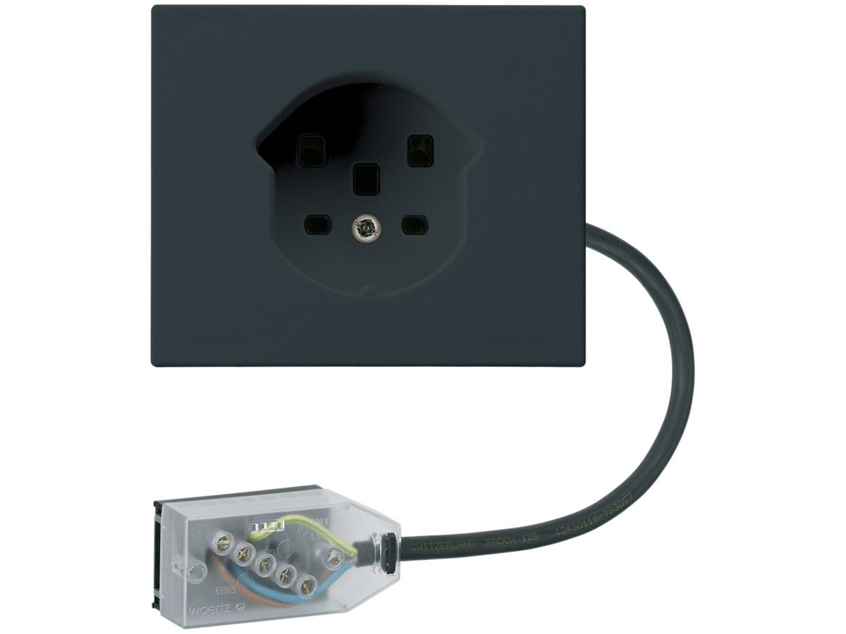 FLF-Steckdose HA Typ 25 mit Steckklemmen m.Flachkabel-Adapter Technofil schwarz