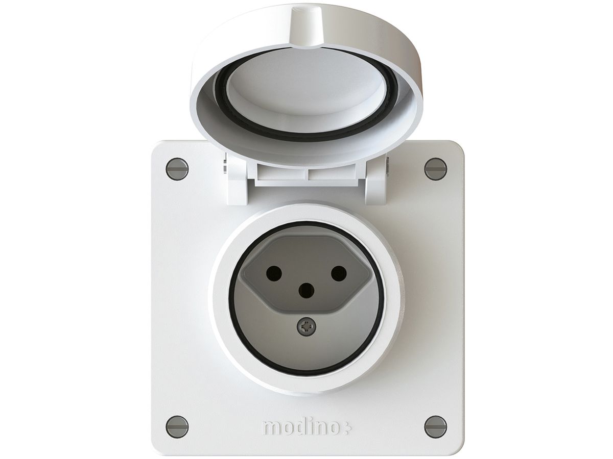AP-Steckdose MAX HAURI EXO 1×T13, IP55, weiss
