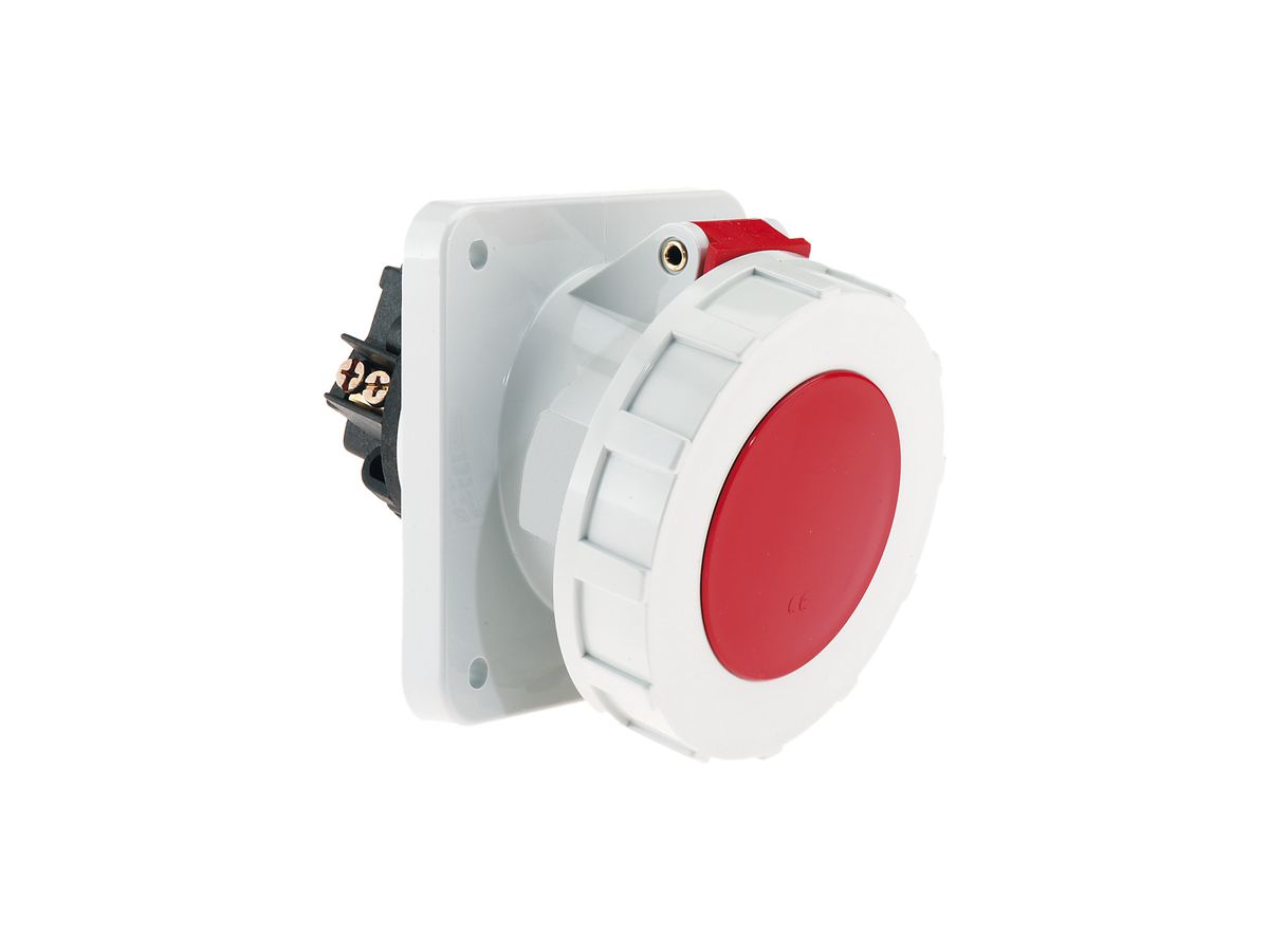EB-Steckdose CEE Bals 5P 125A 400V 6h rot IP67 vernickelt SK schr.