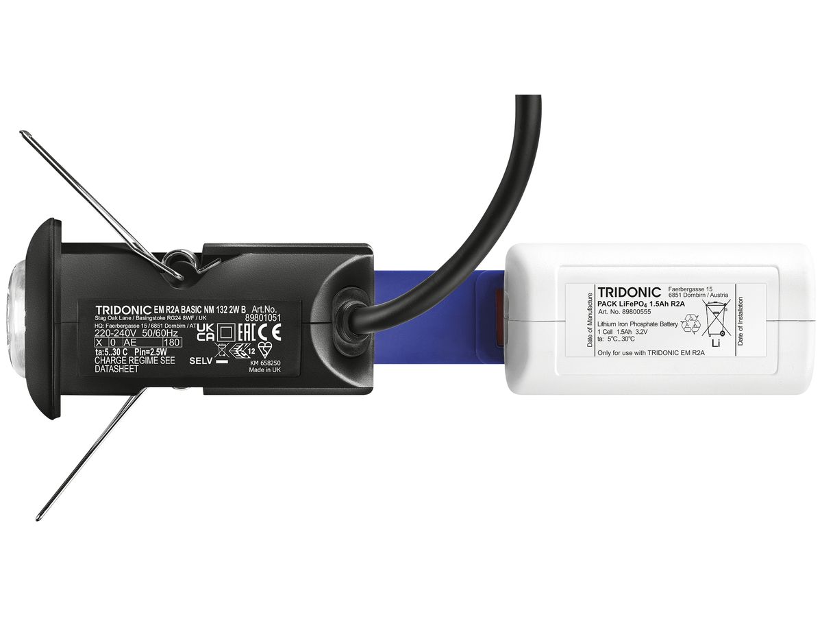 EB-LED-Sicherheitsleuchte Tridonic EM R2A BASIC NM 132 2W B, schwarz