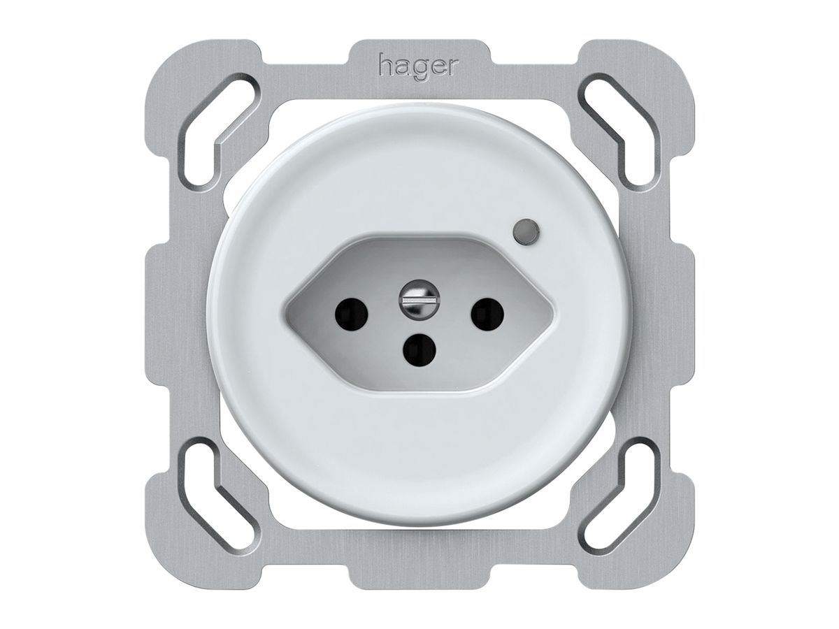 UP-Steckdose origin 1×Typ 13 bel.grün 10A 230V 77×77mm weiss