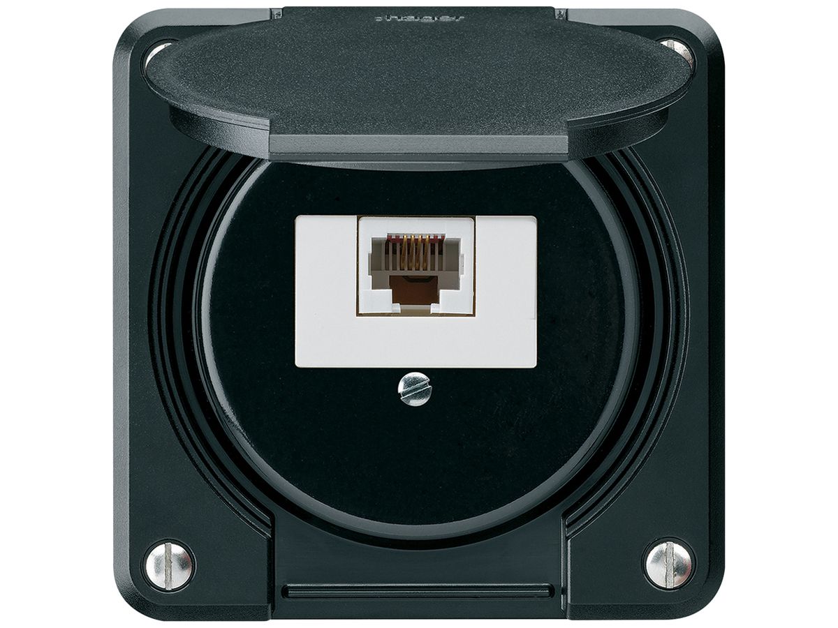 UP-Anschlussdose robusto IP55 schwarz 1×RJ45/u für Kombination