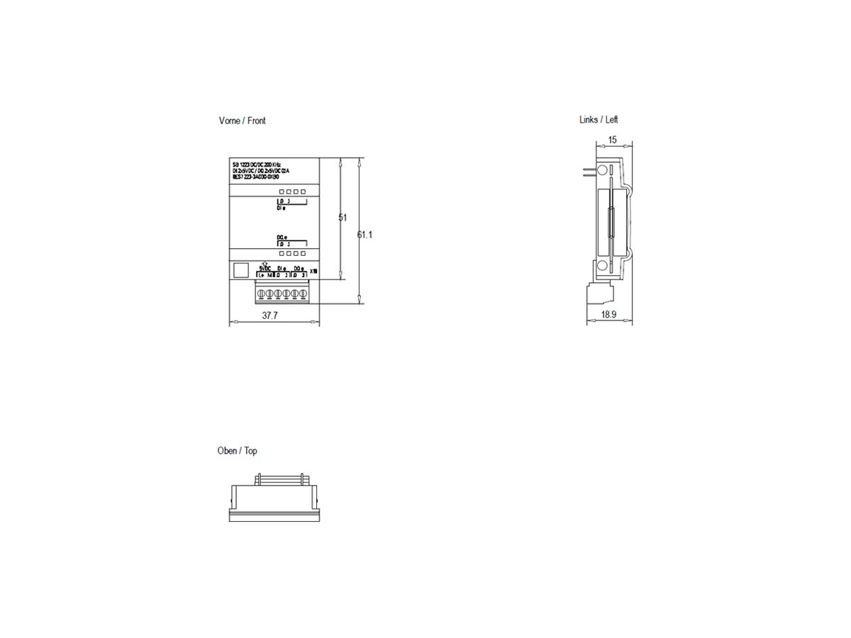 SPS-Ein-/Ausgabemodul Siemens SIMATIC S7-1200 SB 1223 DI 2×5V, DO 2×5V 200kHz