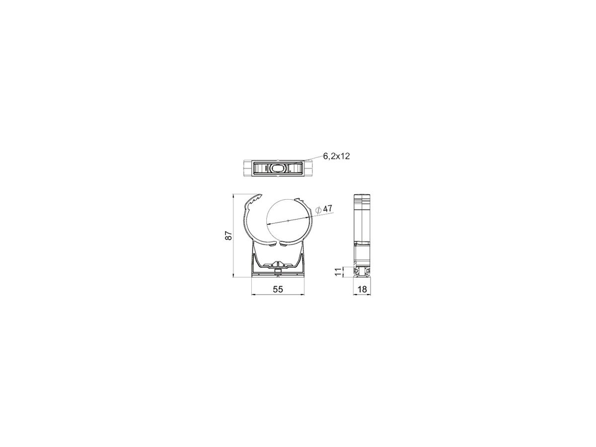 Rohrschelle BET proQuick PQ-47 LGR Ø44…50mm 1 Schraubloch PA -15…60°C lgu