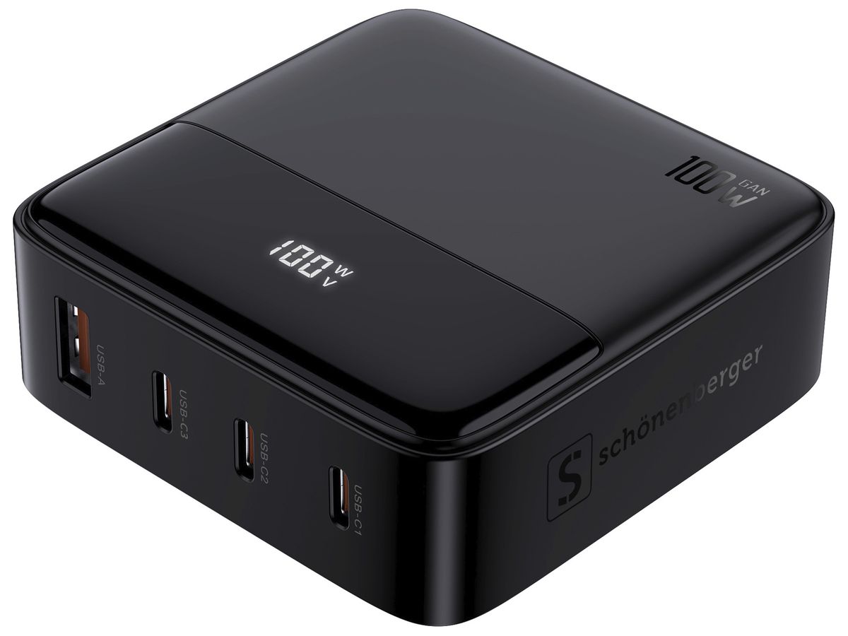 USB-Ladesteckdose Tischgerät 1×USB-A 3×USB-C 75×30×75mm