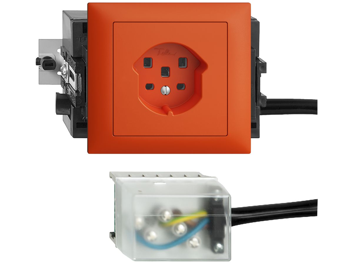 EB-Steckdose EDIZIOdue T25 16A orange 53mm für Ecobus power