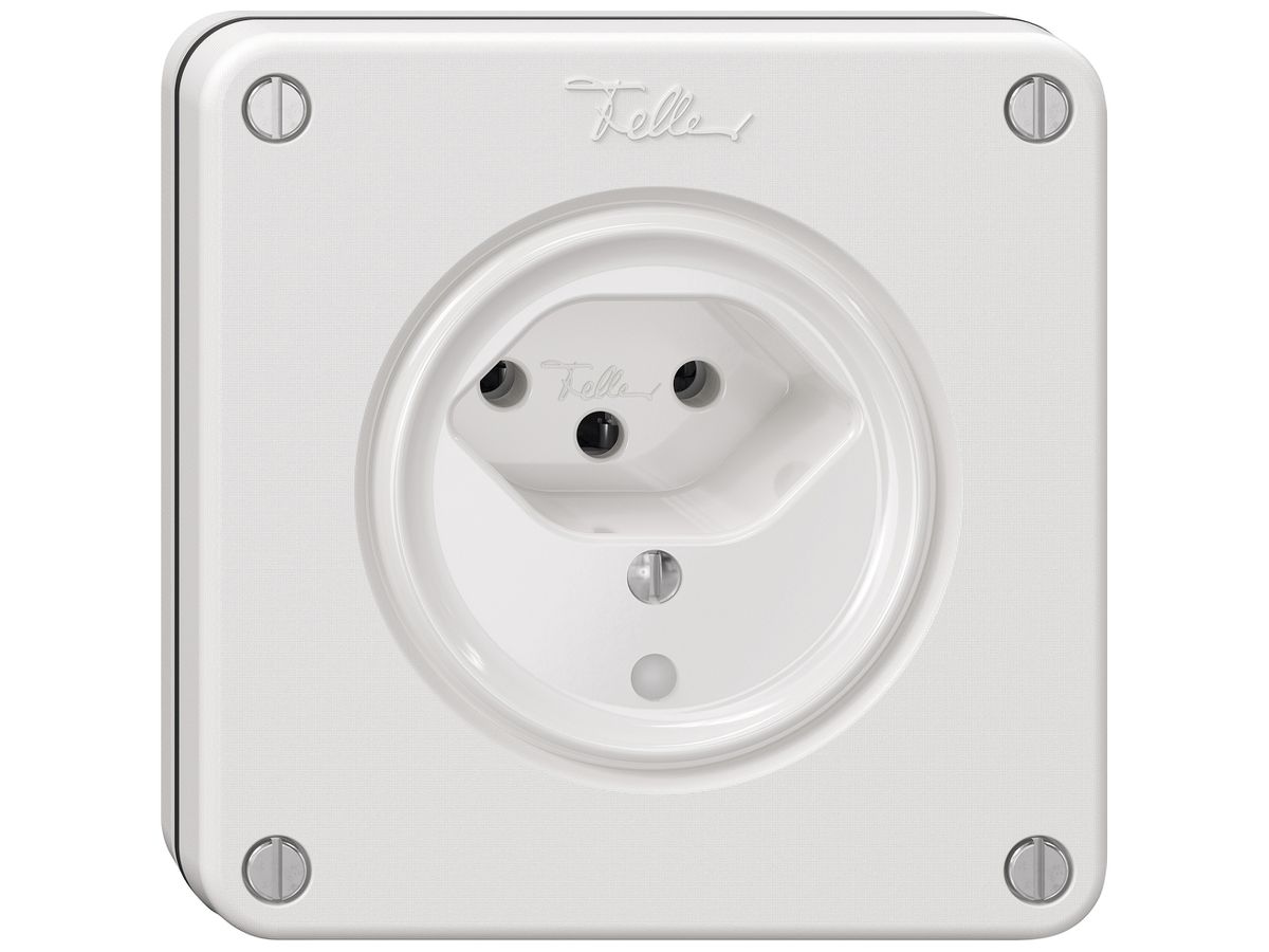 UP-Steckdose NEVO SNAPFIX® 1×T13 10A 250V beleuchtet 87×87×32mm IP21 ws