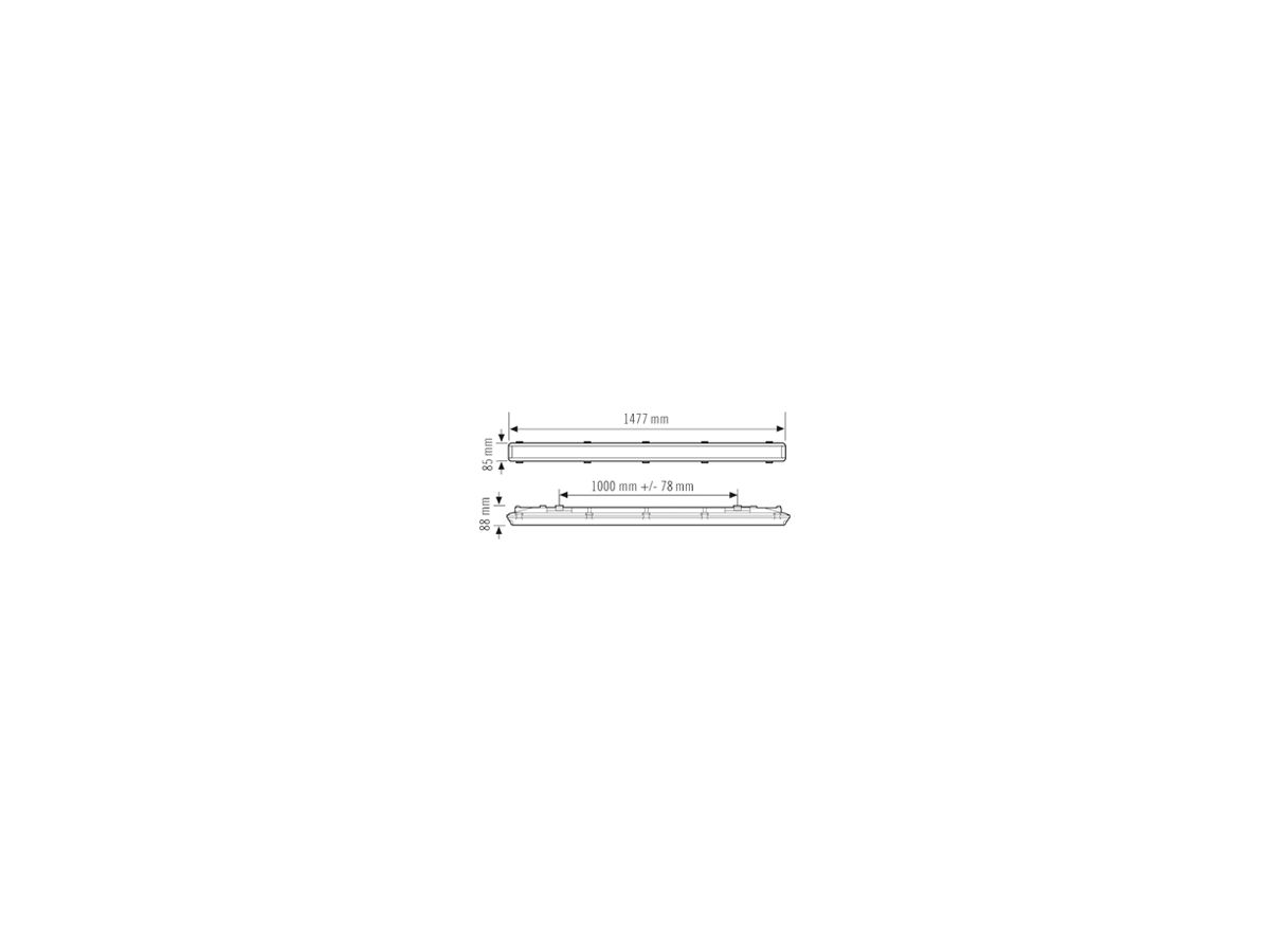 LED-Feuchtraumleuchte ESYLUX OLIVIA-2 43W 6800lm 4000K IP66 HF hellgrau