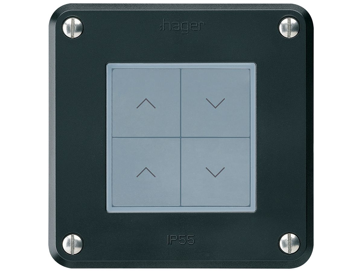 UP-KNX-Storentaster Hager BA robusto C 4-fach 86×86mm schwarz