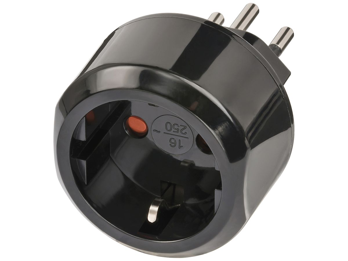 Übergangsstecker Brennenstuhl 3L 10A 230VAC Schuko/T12 schwarz