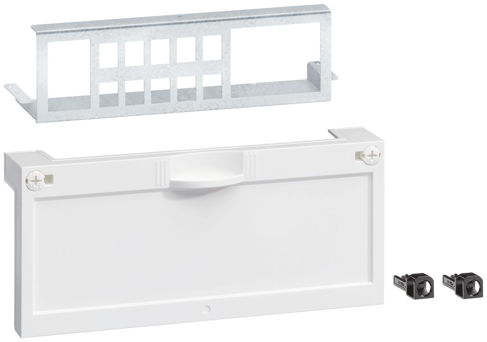 Patchpanel Hager Keystone 10×RJ45 mit Abdeckung für FLF Typ13 Gr.I und