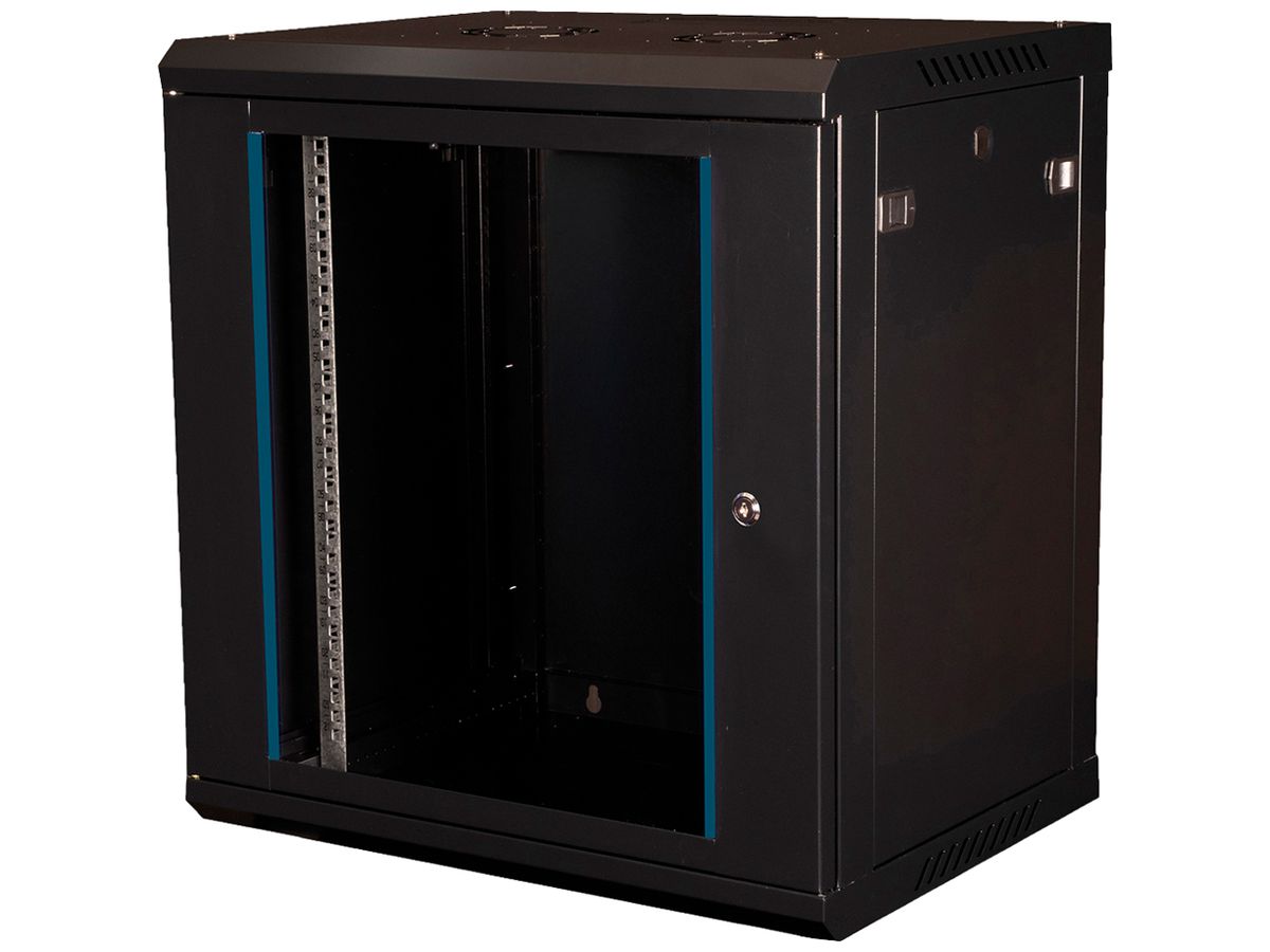 Wandgehäuse 19" VALUE 600×645×450mm 12HE 1×Tür Stahl schwarz