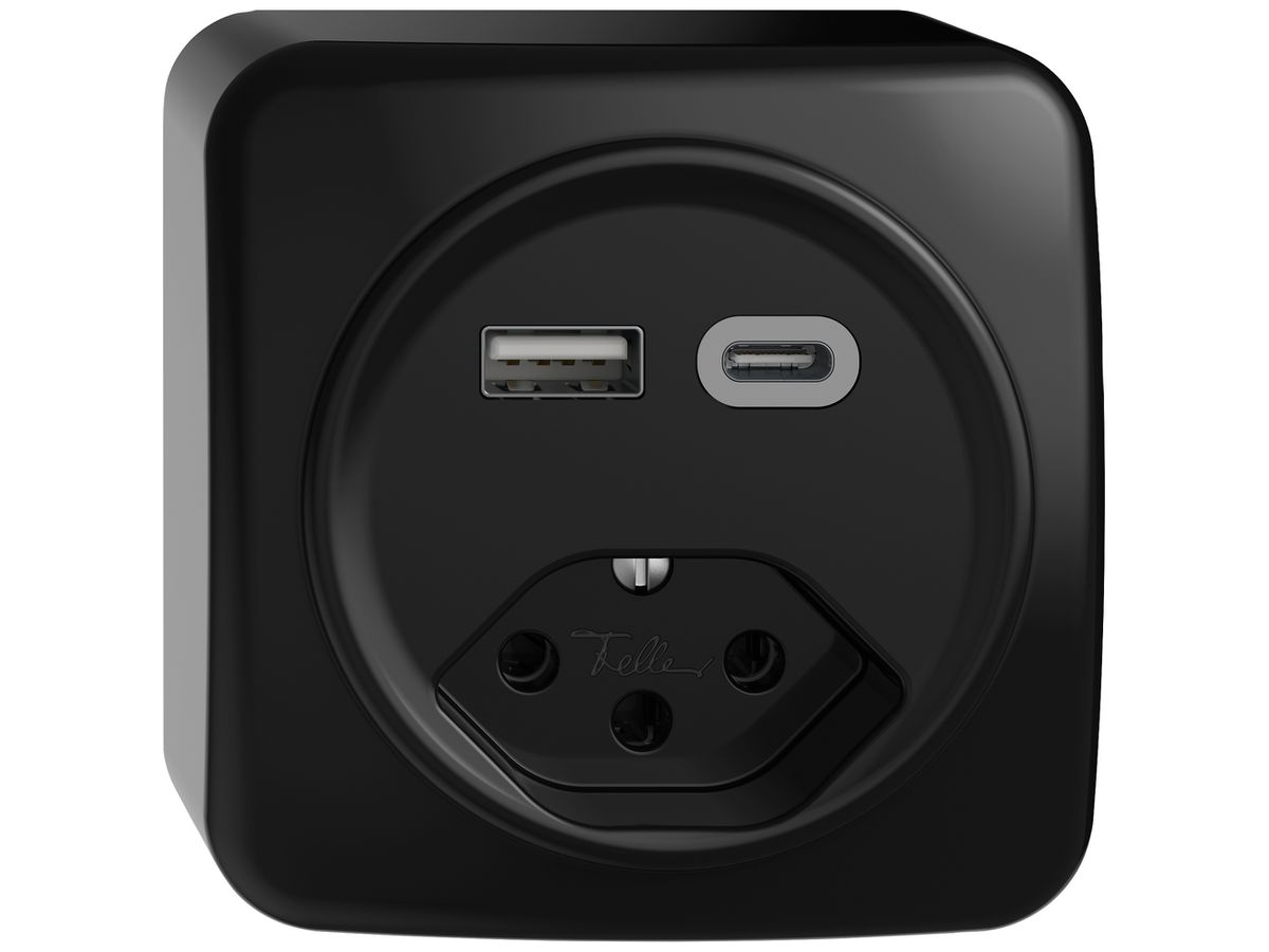 AP-USB-Ladesteckdose STANDARDdue SNAPFIX® USB A+C/T13 3A 230V AC sz