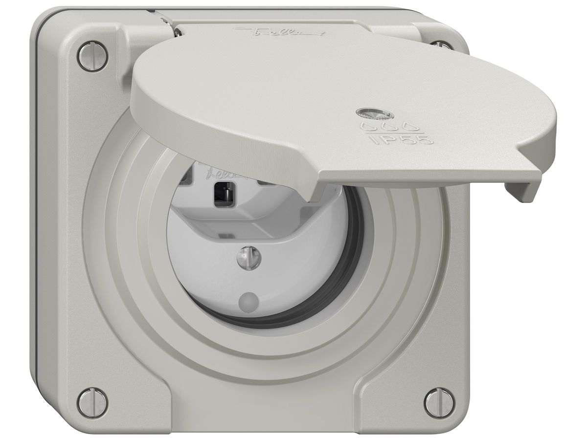 UP-Steckdose NEVO SNAPFIX® 1×T23 16A 250V beleuchtet 87×87×34mm IP55 lgu