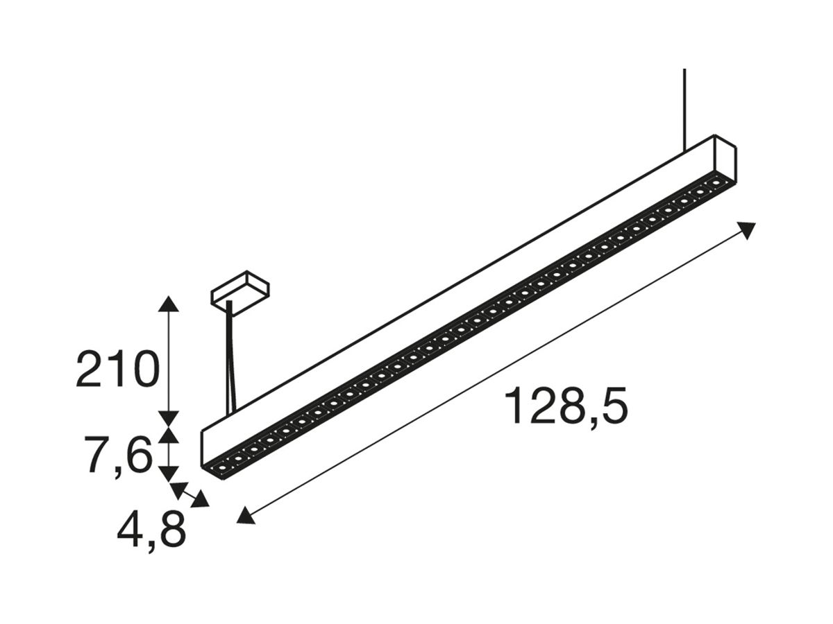 LED-Pendelleuchte SLV GLENOS PRO 60W 7400lm 4000K DALI 1285mm schwarz